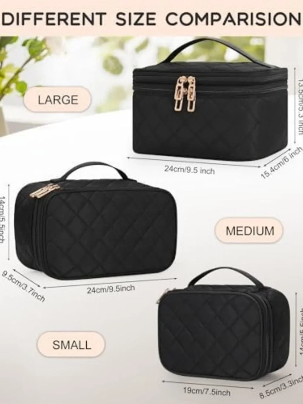 Spacious Travel Makeup Bag with Brush Holder, Organizer for Cosmetics